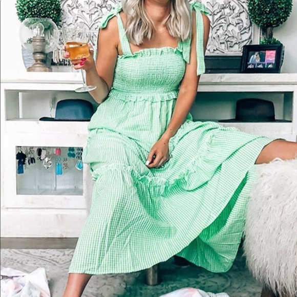 Green & white sleeveless dress - Picture 6 of 8